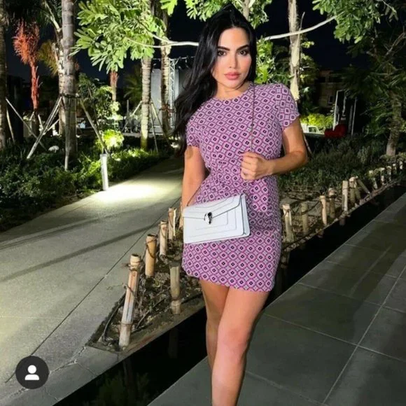 Zara Dresses Zara Nwt Geometric Print Belted Mini Dress Pink